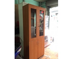 THANH LÝ TỦ KỆ HỒ SƠ CỬA KÍNH 2 CÁNH VÀNG VÂN GỖ